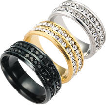Кольцо ADOMANER для мужчин и женщин, Классические парные кольца из нержавеющей стали с белым кристаллом, модные ювелирные изделия, Прямая поставка, оптовая продажа 2024 - купить недорого