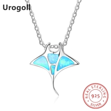 Genuine 925 Sterling Silver Fine Jewelry Blue Opal Fish Pendant Necklaces For Women Anniversary Silver 925 Jewelry Gifts 2024 - buy cheap