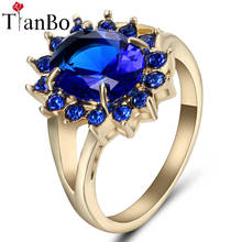 TianBo высококачественное свадебное кольцо с красным/голубым драгоценным камнем серебряного/черного/золотого цвета брендовые ювелирные изделия Размер 7 2024 - купить недорого