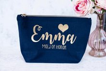 Personalize navy blue bride makeup pouches bridesmaid wedding Gift Make Up Cosmetic Bags Unique Gift for Bridal Party Bags 2024 - buy cheap