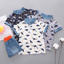 Conjunto de camiseta e short infantil de dinossauro, roupas para meninos e crianças de verão 2019 2024 - compre barato