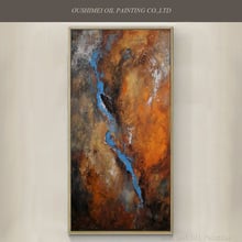 Top Artist Pure Hand-painted Top Quality Abstract Oil Painting On Canvas Skills Artist Handmade Blue and Brown Oil Painting 2024 - buy cheap