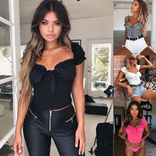 2019 New Women Sexy Off Shoulder Casual Bralet Tank Top T-Shirt Crop Cami Tops Ruffled Solid Women Camis 2024 - buy cheap