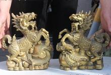 Par de brinquedos de cobre de bronze feng shui, ruyi dragon kylin, kirin, quilin chi-lin, estátua 2024 - compre barato