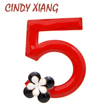 CINDY XIANG-broches de esmalte con número 5 para mujer, broche de cinco letras, joyería de moda elegante, nuevo diseño, buen regalo 2024 - compra barato