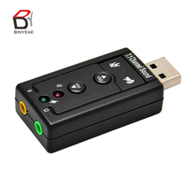 Mini adaptador de áudio usb, adaptador de placa de som usb externo canal 3d de 7.1 canais com fone de ouvido 3.5mm microfone alto-falante para pc desktop e notebook 2024 - compre barato