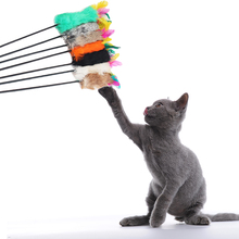 Coelho colorido cabelo pena gato teaser plástico elástico longo pólo gatos vara engraçado gatos de estimação favorito treinamento interativo brinquedos 2024 - compre barato