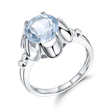Женское кольцо GEM'S BALLET, из серебра 925 пробы с натуральным небесно-синим топазом, 2.01Ct 2024 - купить недорого