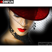 HOMFUN-pintura de diamante "Cabeza de mujer", bordado de diamantes de foto personalizada, cuadrado, redondo, decoración del hogar, A00299 2024 - compra barato