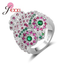 Explosion 925 Sterling Silver Ring  Marry Christmas Gifts  Owl-shaped Color Crystal Zircon Jewelry  Marry Christmas Gifts 2024 - buy cheap