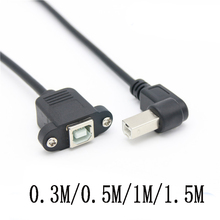 90 градусов USB 2,0 Тип B папа к женскому M/F УДЛИНИТЕЛЬ данных кабель Панель Крепление для принтера кабель 30 см/50 см с винтовым отверстием 2024 - купить недорого