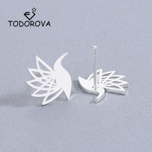 Todorova-pendientes de tuerca de colibrí volador de oro rosa para mujer, joyería de animales de acero inoxidable, pendientes de pequeños 2024 - compra barato