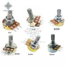5 шт./лот резистор потенциометра 1K 10K 20K 50K 100K 500K Ом 3-контактный линейный конический роторный потенциометр для Arduino 2024 - купить недорого