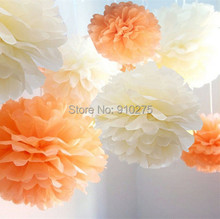 12PCS Mixed Peach Ivory Tissue Paper Flower Balls Pom Poms Pompoms Wedding Birthday Party Decoration Festival Supplies 2024 - buy cheap