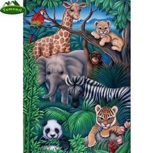 Yumeart pintura de diamante diy elefante e zebra decoração de casa para animais, zoológico, ponto cruz, mosaico com diamante e strass 2024 - compre barato