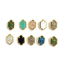 10 видов цветов Drusy Druzy серьги-гвоздики из шестигранной смолы калаллейт Howlite камень золотой цвет милые брендовые ювелирные изделия для женщин 2024 - купить недорого