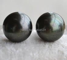 Wedding Pearl Jewelry , AAA Huge 12mm Black Genuine Freshwater Pearl Stud Earrings Bridesmaid Earring Sterling Silvers Jewelry 2024 - buy cheap