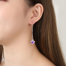 Everoyal-pendientes de plata de ley 925 para mujer, accesorio, Charm de cristal, flor púrpura, joyería de borla femenina 2024 - compra barato