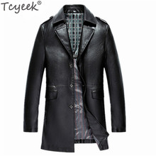 Tcyeek-Chaqueta De Cuero sintético para Hombre, Chaqueta masculina De moda, informal, color negro, M-4XL, CJ211, Primavera, 2020 2024 - compra barato