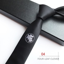 Corbata fina de 5cm para hombre, corbata con patrón bordado de trébol de cuatro hojas, regalo de Festival para novio, exclusivo, 2018 2024 - compra barato