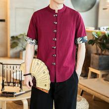 Plus Size Chinese Style Linen Shirt Relaxed Fit 5XL 4XL Short Sleeve Summer Mens Shirts Mandarin Collar Casual Blouse Men XXXXXL 2024 - buy cheap