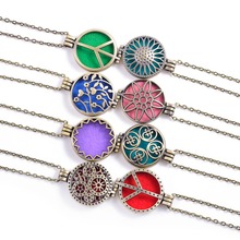 Round Vintage Antique Bronze Fragrance Hollow Diffuser Lockets Necklace For Essential Oil Colorful Pads Pendants Necklace 2024 - buy cheap