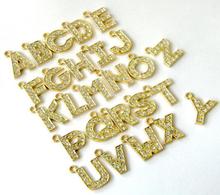 130 unids/lote 12mm A-Z diamantes de imitación de color oro colgar carta bricolaje alfabeto collar en forma de colgante para collar llavero joyas haciendo 2024 - compra barato