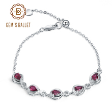 GEM'S BALLET 2.63Ct Natural Rhodolite Garnet Gemstone Bracelet 925 Sterling Silver Adjustable Bracelet For Women Fine Jewelry 2024 - buy cheap