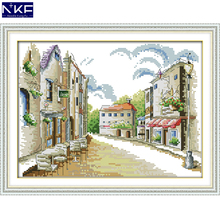 NKF Street Views Stamped Cross Stitch Pattern DIY Kits Needlework Embroidery Set Chinese Cross Stitch for Home Decor 2024 - buy cheap