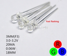 1000pcs 3mm RGB Fast Flashing Led 3 mm Tricolor Round Water Clear 20mA DC 3V LED Light Emitting Diode Multicolor Flicker 2024 - buy cheap