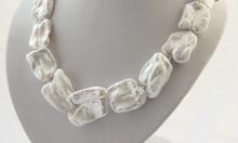 Hermoso collar de perlas cultivadas en agua dulce blanco barroco 18" 2024 - compra barato