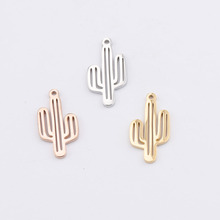 50pcs 13*25mm Gold Color Stainless Steel Hollow Cactus Shape charm Cactus pendant For Necklace DIY Handmade Jewelry Making 2024 - buy cheap