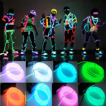 1pcs 3M 10 Cores Alimentado Por Bateria Flexível Luz Neon Fio EL Tubo Corda da Festa de Casamento Decoração Do Carro Com controlador Atacado