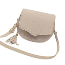 New Women Mini Pu Leather Crossbody Bags Tassel Shoulder Bag Designer Handbags Female Messenger Bag Women Tote Beige 2024 - buy cheap