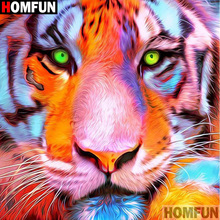 HOMFUN-pintura de diamante redondo/cuadrado completa, cuadro artesanal 5D, "Tigre Animal", bordado 3D, punto de cruz, decoración del hogar 5D A17708 2024 - compra barato