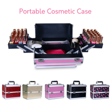 Women portable cosmetic case professional suitcase nail beauty eyelash tattoo tool box quality multi-function travel luggage bag 2024 - buy cheap