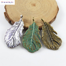 Gracetad-Colgante de aleación de Zinc y cobre para mujer, pulsera con forma de pluma, colgante, joyería artesanal, 6 uds. 2024 - compra barato