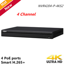 Dahua 4 Channel NVR Recorder 4K Smart H.265 H.264 Support 4 Ports POE NVR4204-P-4KS2 Network Video Recorder for Security Cameras 2024 - buy cheap