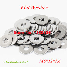100pcs/lot M6 Flat Washers A4 Marine Grade / 316 Stainless Steel M6*12*1.6 2024 - buy cheap