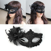 Модный женский сексуальный черный кружевной цветок половина лица маска на глаза для вечеринки танцевальный бал маскарад Хэллоуин нарядное платье венецианские костюмы 2024 - купить недорого