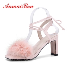 ANMAIRON Summer Sandals Fashion Causal Shoes Women Open Toe Faux Fur . High Heel Sandals ZYL579 2024 - buy cheap