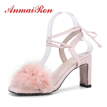 Anmairon sandálias da moda casual feminina, sapatos com dedos abertos de pele falsa. Sandálias de salto alto zyl579 2024 - compre barato