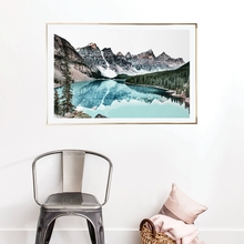 Mountain Landscape Print Teal Nordic Wall Art Canvas Painting Poster Water Reflection Nature Photography Wall Picture Home Decor 2024 - buy cheap