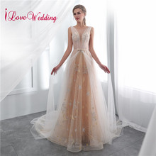 iLoveWedding Jewel Collar High Quality Lace A Line Bridal Gown Sleeveless Sexy Back Elegant Beach Vintage Wedding Dress 2024 - buy cheap
