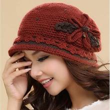 Sombrero de lana tejido a mano para mujer, gorro térmico de doble capa, para otoño e invierno, M-1339 2024 - compra barato