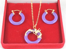 2 choices Wholesale 25mm GP purple Natural Stone dragon pendant hood earring Jades Jewelry set007 2024 - buy cheap
