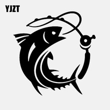 Yjzt 14.9cm * 15.2cm peixe vara de pesca janela adesivo do carro decoração arte vinil decalque preto/prata C24-0505 2024 - compre barato