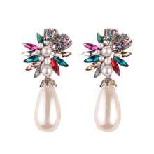Elegant Imitation Pearl Drop Earrings Bohemia Crystal Flowers Earrings Fashion Jewelry Luxuy Dangle Earrings for Women Wholesale 2024 - buy cheap