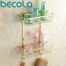 Free Shipping BECOLA NEW Bathroom Accessories Basket Gold Plated Brass Bathroom Shelves BR-6702 2024 - buy cheap