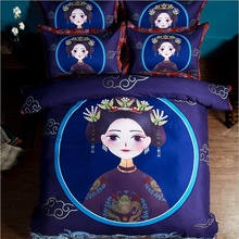 Classical Chinese Character Anime Bedding Sets Twin Queen King Size Duvet Cover Cotton Flat Bed Sheets or Fitted Sheet 2024 - buy cheap